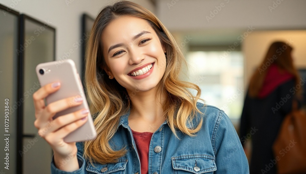 Portrait of a happy woman using a mobile phone, isolated against a plain background. Warm and approachable, capturing a moment of digital interaction.
Portrait of a happy woman using a mobile phone, isolated against a plain background. Warm and approachable, capturing a moment of digital interaction.