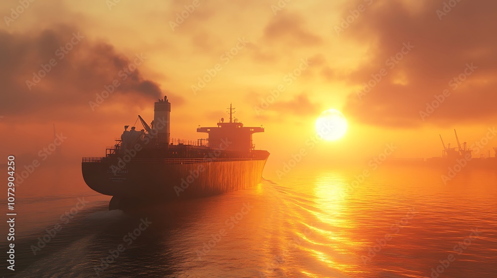 Golden Horizons, Ships Resting on Calm Waters Golden Horizons, Ships Resting on Calm Waters