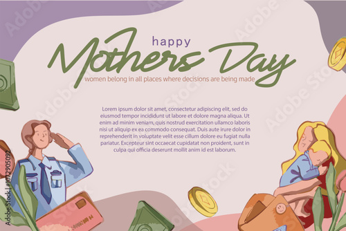 Banner template for Mother’s Day event in pastel colors, highlighted with floral design.