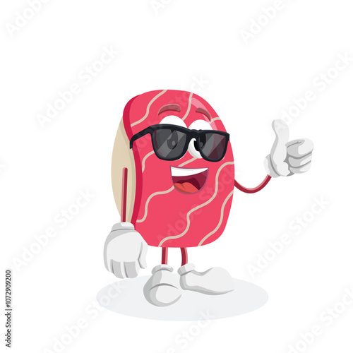 Meat logo mascot thumb pose