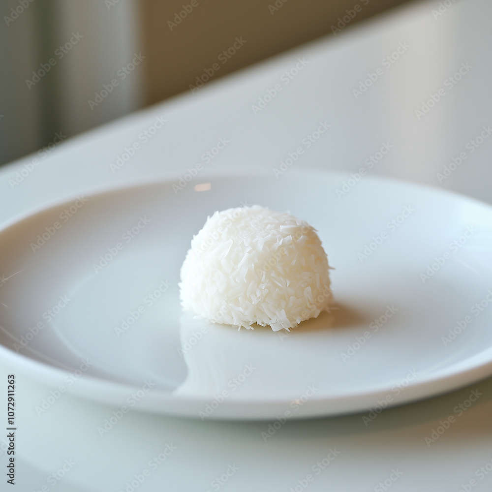 Close-up of a single beijinho candy, showing the coconut texture Close-up of a single beijinho candy, showing the coconut texture