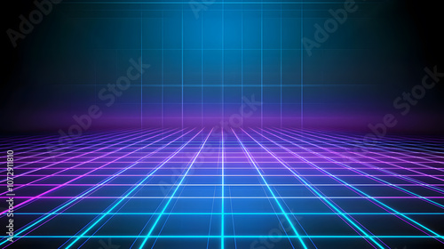 Wallpaper Mural Futuristic neon grid with vibrant colors Torontodigital.ca