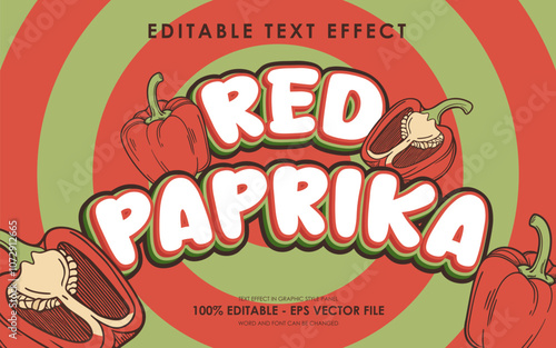 Editable red paprika Text Effect. with illustration of paprika. suitable for vegan themed