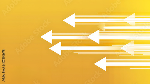 Dynamic white arrows on a vibrant yellow background