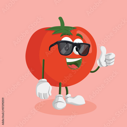 tomatoes logo mascot thumb pose