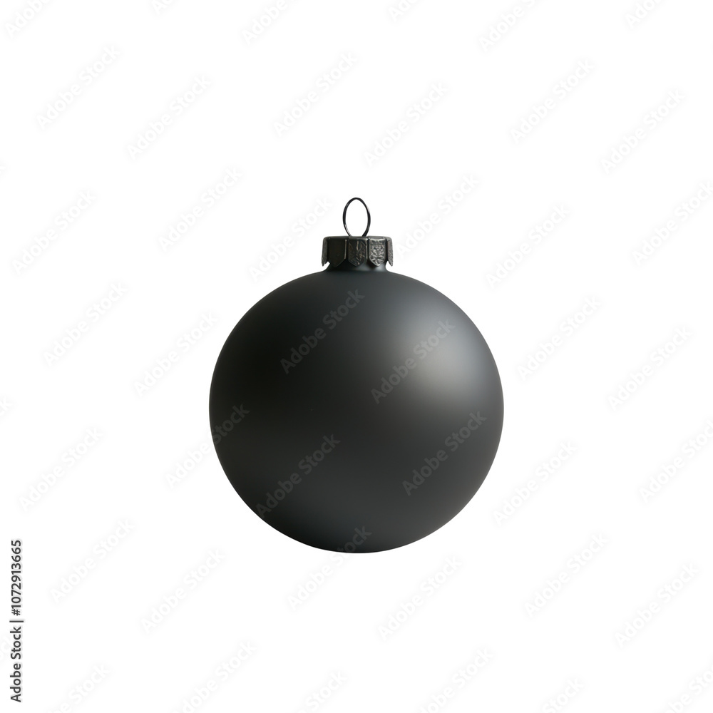 Black glass xmas ball isolated on white background. Christmas bauble ornament for festive holiday decor Black glass xmas ball isolated on white background. Christmas bauble ornament for festive holiday decor