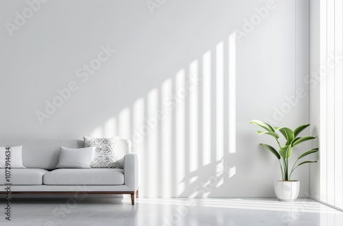 Minimalist living room with natural light. photo