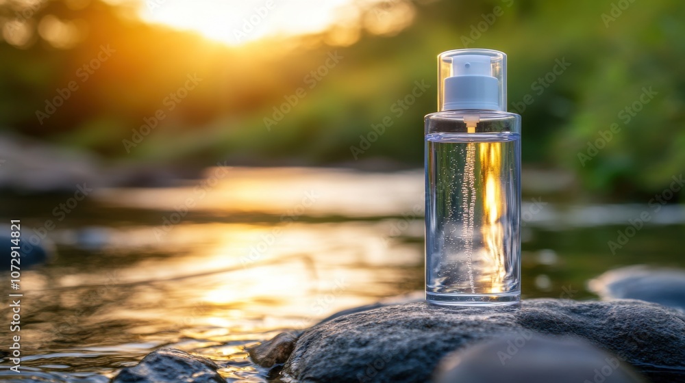 Serene Skincare Bottle by Stream at Sunset Serene Skincare Bottle by Stream at Sunset