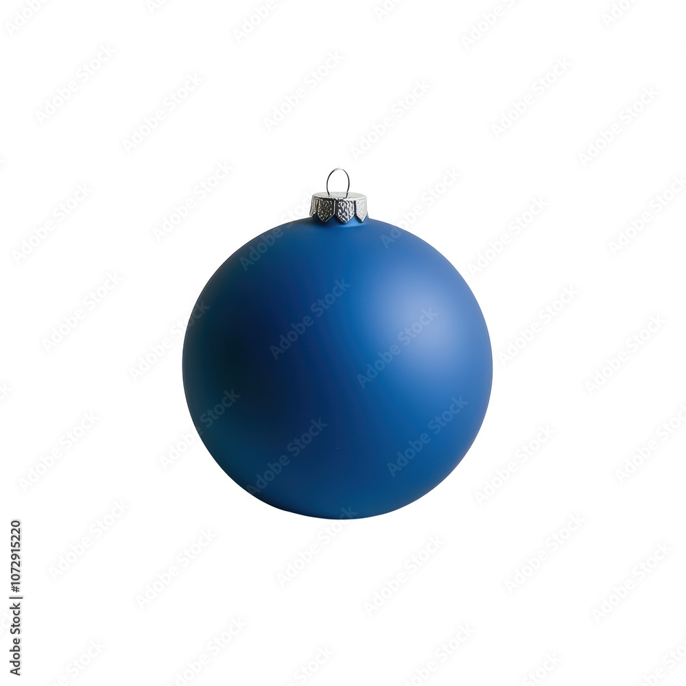 Blue glass xmas ball isolated on white background. Christmas bauble ornament for festive holiday decor Blue glass xmas ball isolated on white background. Christmas bauble ornament for festive holiday decor