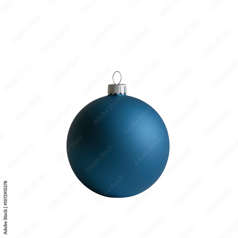 Blue glass xmas ball isolated on white background. Christmas bauble ornament for festive holiday decor Blue glass xmas ball isolated on white background. Christmas bauble ornament for festive holiday decor