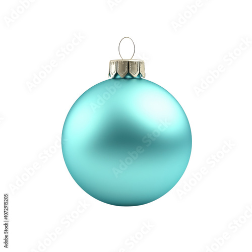 Blue glass xmas ball isolated on white background. Christmas bauble ornament for festive holiday decor