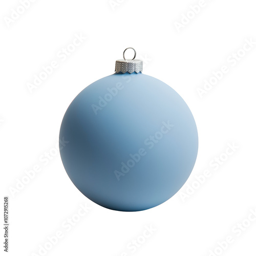 Blue glass xmas ball isolated on white background. Christmas bauble ornament for festive holiday decor