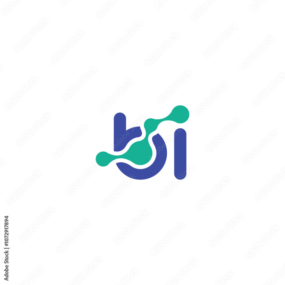 creative letter BI logo. letter BI with Atomic structure. Abstract molecule logo. creative letter BI logo. letter BI with Atomic structure. Abstract molecule logo.