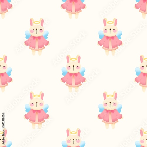 Rabbit pattern in pink angel costume for Christmas