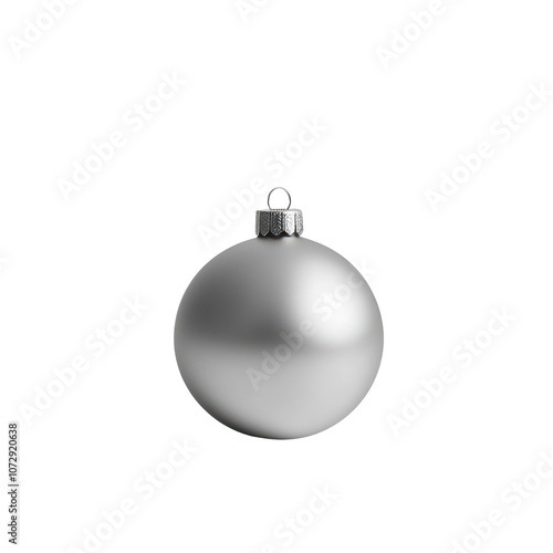 Silver glass xmas ball isolated on white background. Christmas bauble ornament for festive holiday decor