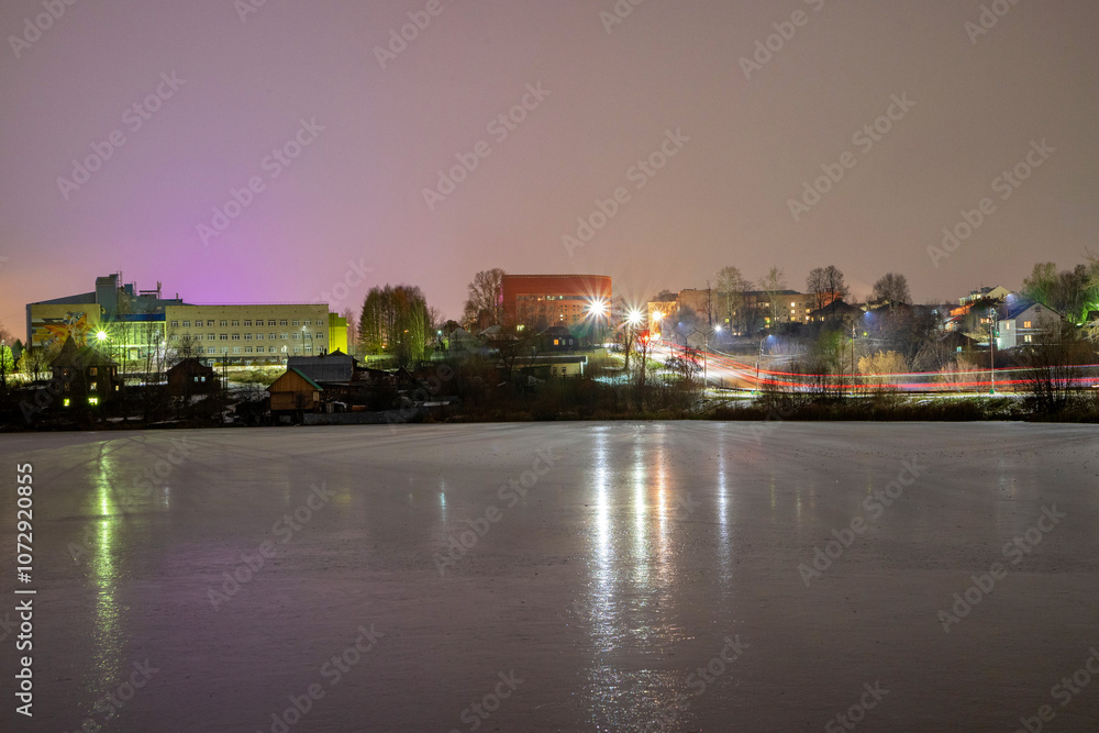 Naklejka premium view of the city at night