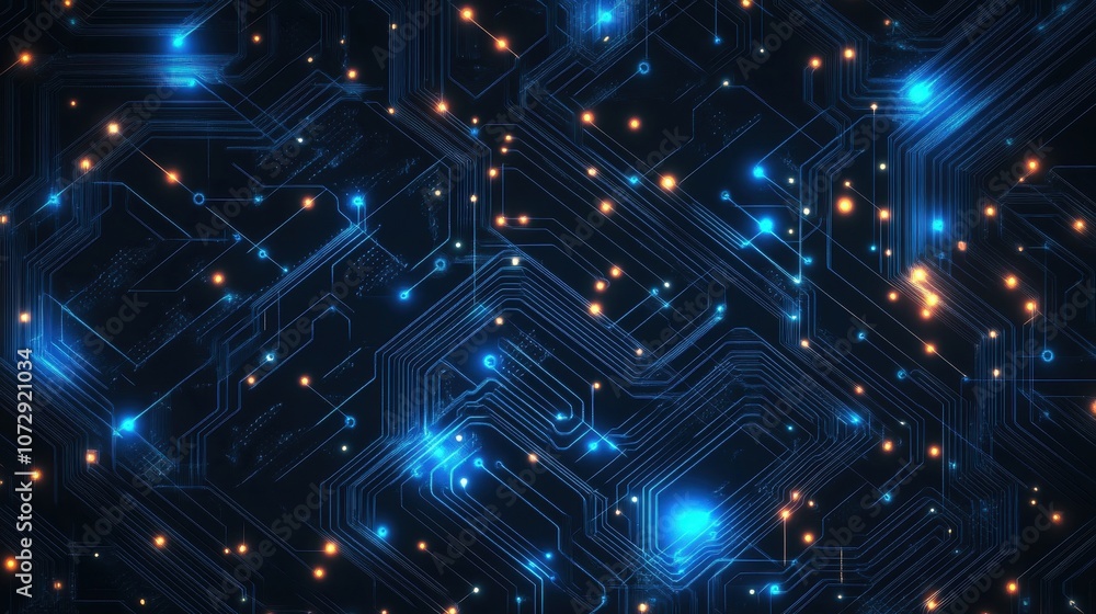 Abstract Futuristic Circuit Board with Glowing Lines and Points Abstract Futuristic Circuit Board with Glowing Lines and Points