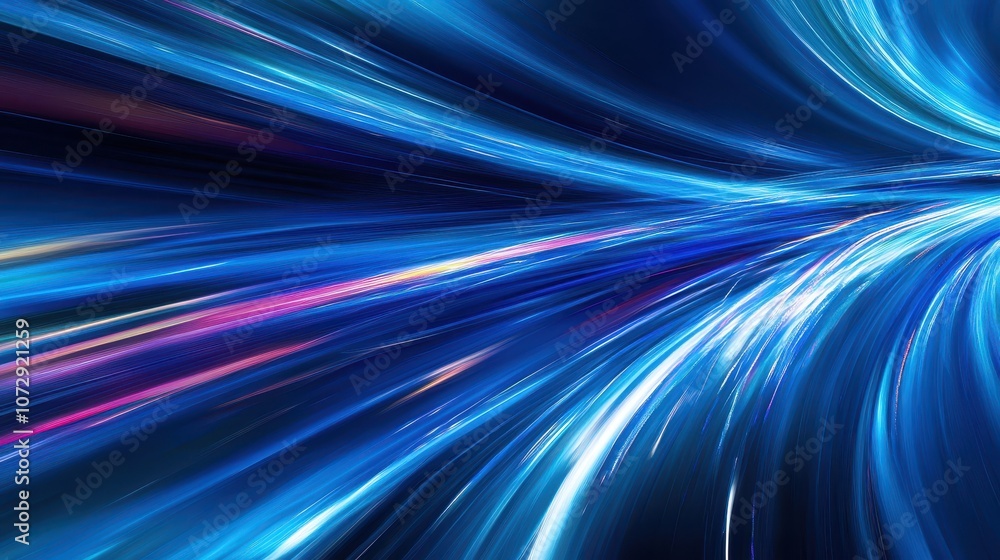 Abstract Blue and White Swirling Light Streaks on Dark Background Abstract Blue and White Swirling Light Streaks on Dark Background