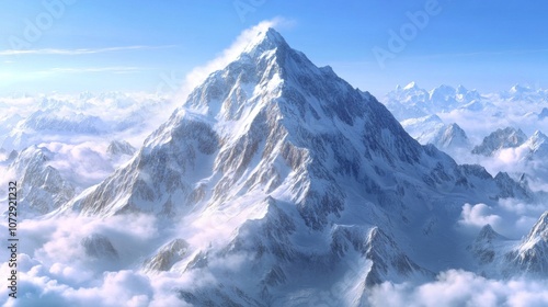 Wallpaper Mural The towering peaks of Mount Qomolangma (Mount Everest) from the Tibetan side, with rocky terrain and snow-covered slopes under a vast blue sky, capturing the grandeur of the world highest mountain Torontodigital.ca