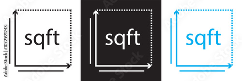 Square area icon . Floor height room construction square house size icon. isolated on white and black background. Vector illustration. EPS 10