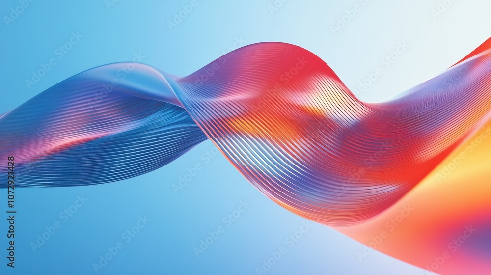 Obraz premium Abstract Wavy Lines in Red, Blue, and Yellow Hues