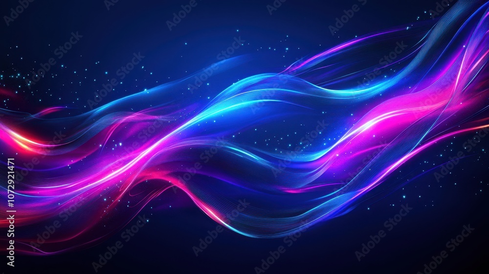 Abstract Blue and Pink Neon Waves with Sparkles Abstract Blue and Pink Neon Waves with Sparkles