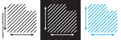 Square area icon . Floor height room construction square house size icon. isolated on white and black background. Vector illustration. EPS 10