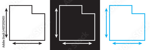 Square area icon . Floor height room construction square house size icon. isolated on white and black background. Vector illustration. EPS 10