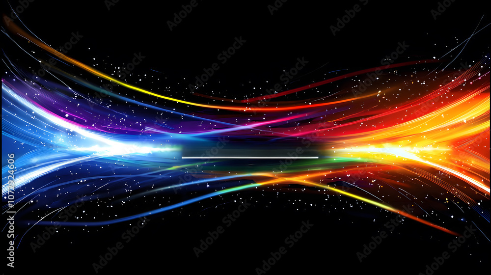 Fototapeta premium Colorful abstract light streaks on black background