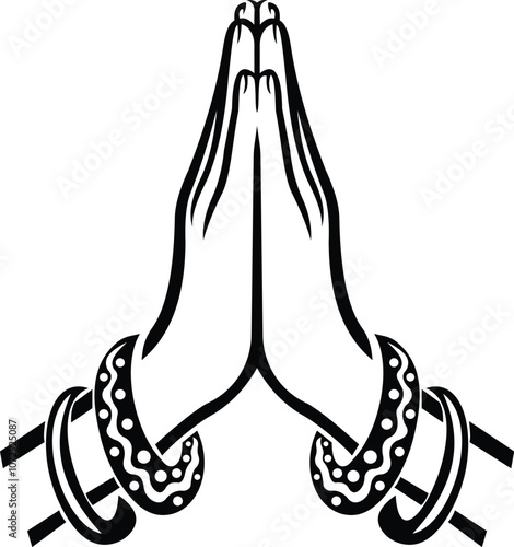 Namaste gesture vector hand drawn 