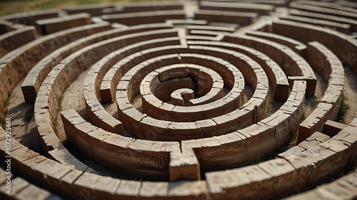 Minimalistic icon of a labyrinth shape symbolizing complexity and journey on a white background.