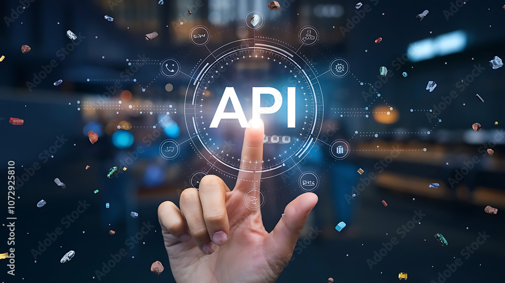API application programming interface, a finger touch a hologram virtual interface that hologram of API, API integration, API development, JSON, API documentation, API application programming interface, a finger touch a hologram virtual interface that hologram of API, API integration, API development, JSON, API documentation,