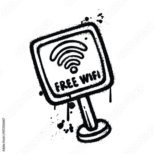 Graffiti Spray free wifi  isolated on white background