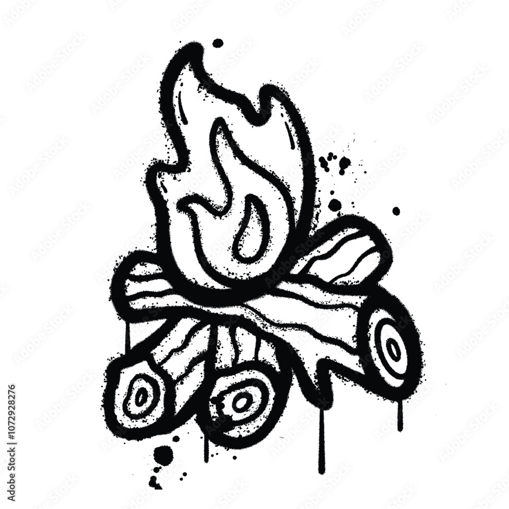 Obraz premium Graffiti Spray bonfire isolated on white background
