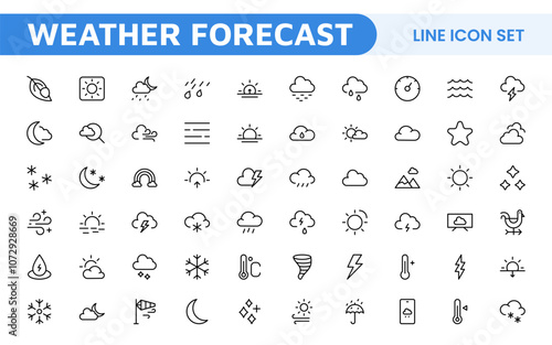 Weather Forecast Icon Set. Bright and dynamic icons for accurate weather reporting, perfect for enhancing apps, websites, and digital platforms Vector icons.