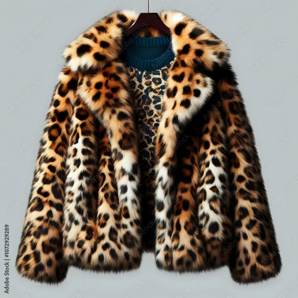 Naklejka premium Leopard print fur coat