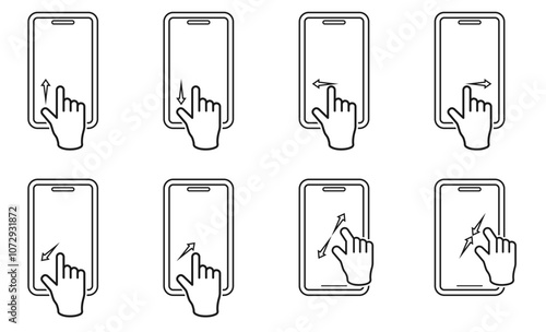 smartphone hand gesture, finger gesture swipe icon