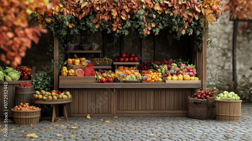 Wallpaper Mural Autumn market stall with seasonal produce Torontodigital.ca