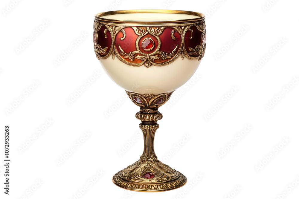 A ornate goblet with gold and red accents, isolated on transparent or white background A ornate goblet with gold and red accents, isolated on transparent or white background