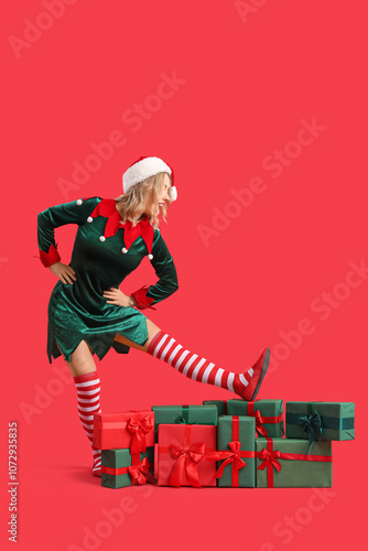 Young woman dressed as elf ...