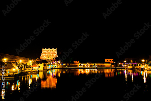 Sree Padmanabhaswamy temple in Trivandrum at night