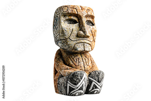 Ancient statue isolated on transparent background