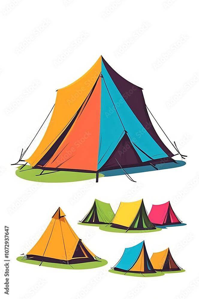Minimalistic icon of a tent shape symbolizing adventure and camping on a white background. Minimalistic icon of a tent shape symbolizing adventure and camping on a white background.