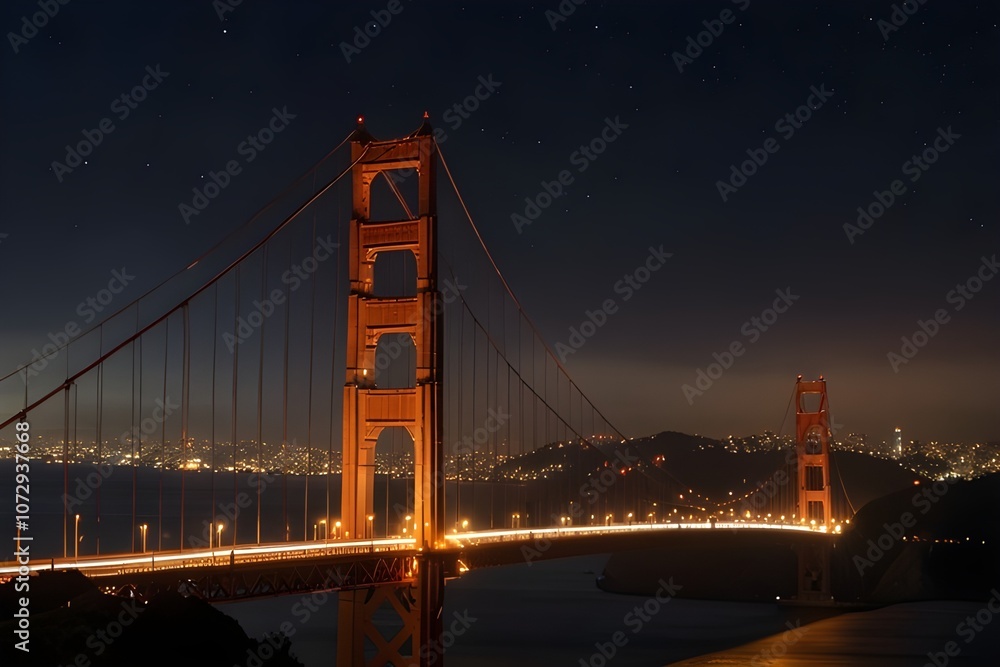 Fototapeta premium A gold en gate bridge night view