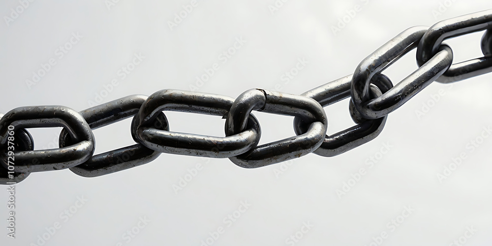 Fototapeta premium Minimalistic icon of a chain link symbolizing resilience and interconnected diversity on a white background.