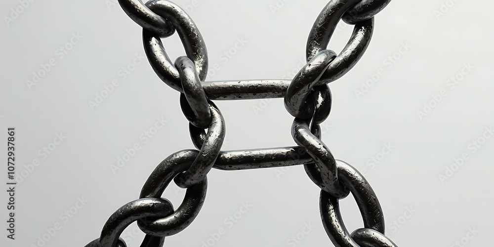 Obraz premium Minimalistic icon of a chain link symbolizing resilience and interconnected diversity on a white background.