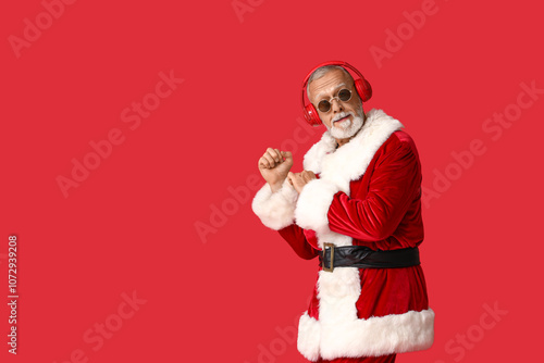 Santa Claus in headphones l...