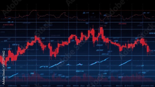 Financial stock market graph illustrating economic trends and data analysis photo