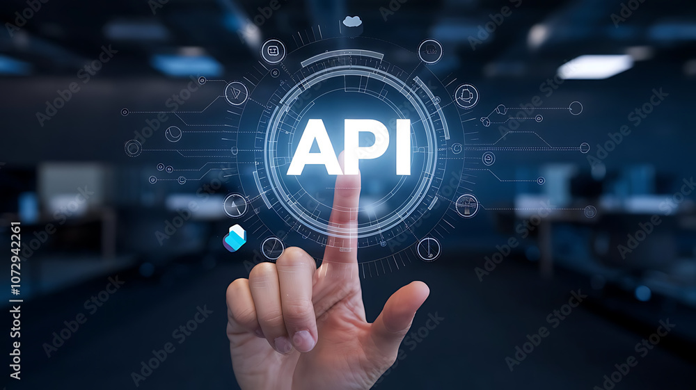 API application programming interface, a finger touch a hologram virtual interface that hologram of API, API integration, API development, JSON, API documentation, API application programming interface, a finger touch a hologram virtual interface that hologram of API, API integration, API development, JSON, API documentation,