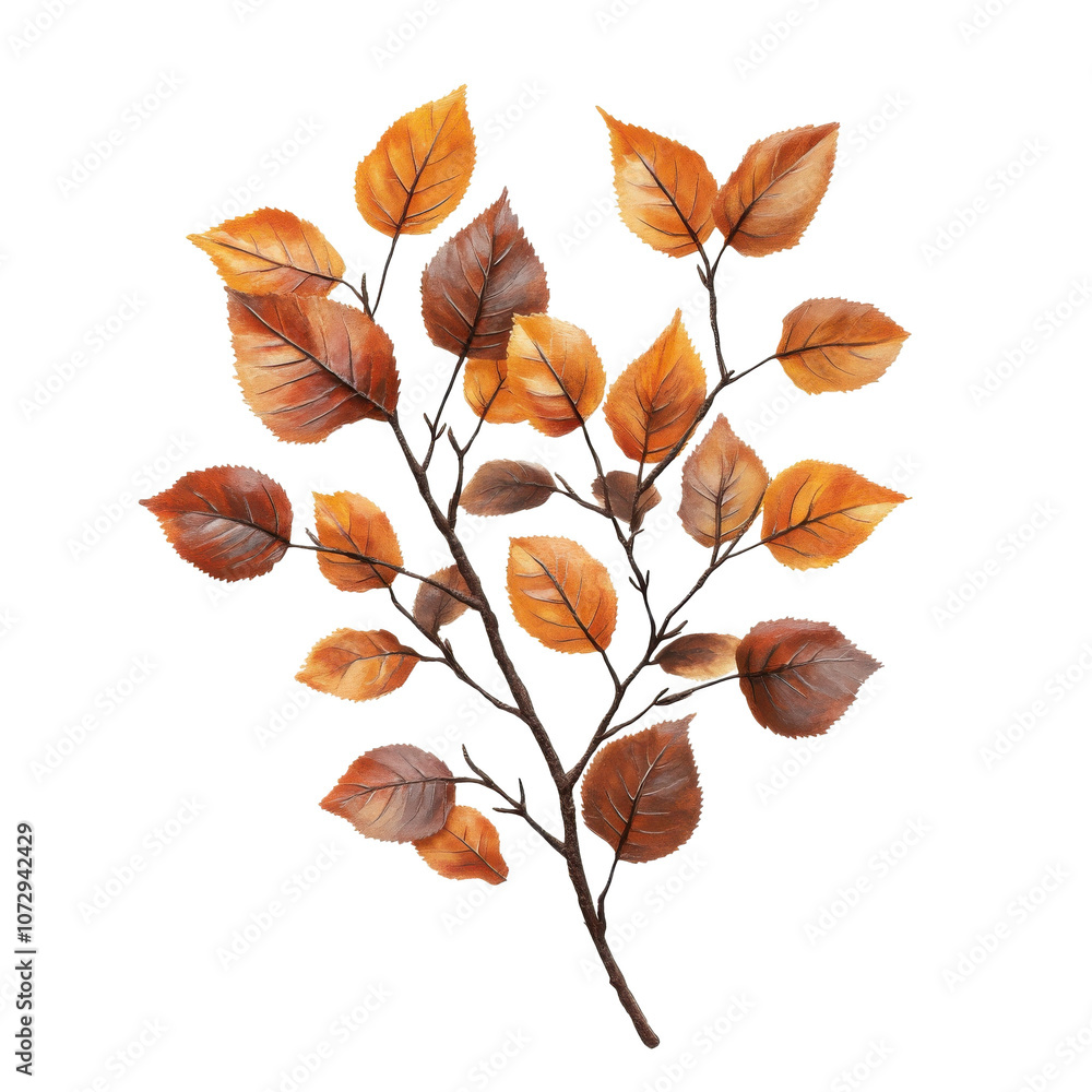 A beautiful branch featuring vibrant autumn leaves in shades of orange and brown, capturing the essence of the fall season. A beautiful branch featuring vibrant autumn leaves in shades of orange and brown, capturing the essence of the fall season.